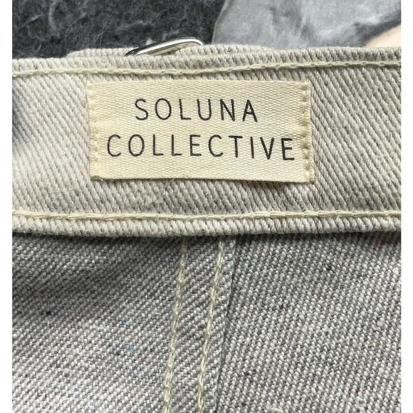 Soluna Collective Denim Pants Grey white 14 Two Tone Upcycled Cotton Relaxed Fit - Picture 6 of 8